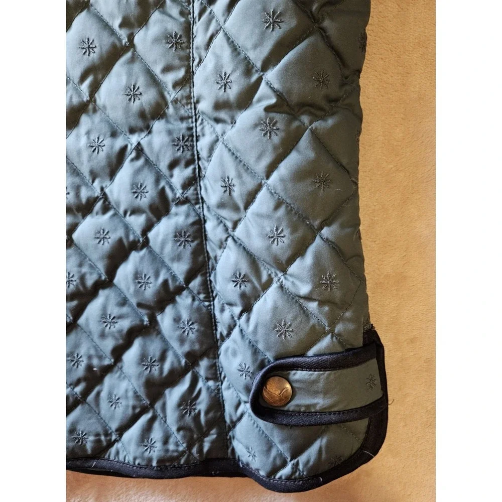 Eddie Bauer Women's Goose Down Quilted Vest Medium Tall Green Y2K Star Embroider
